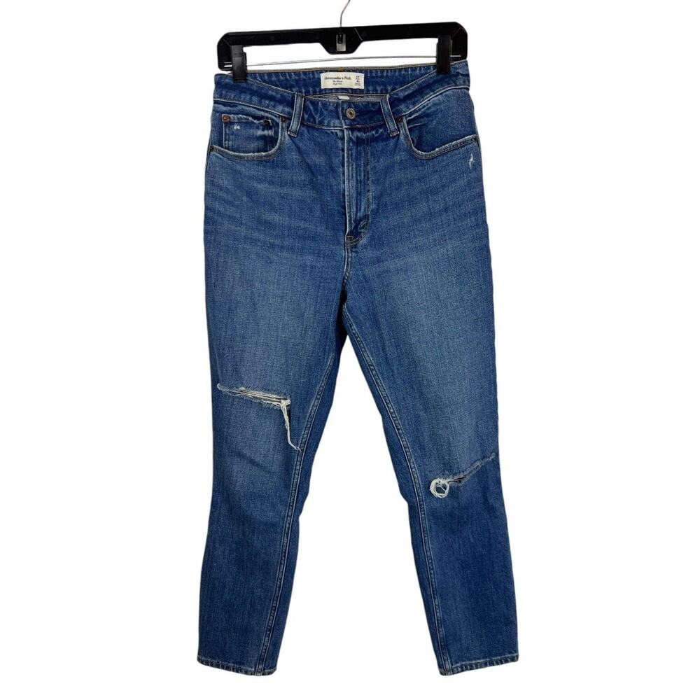 Abercrombie & Fitch High Rise Skinny Jeans Size 27 Short Curve Love Destroy 4s